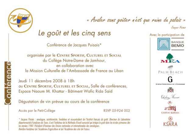 Invitation à la conférence de Jacques Puisais