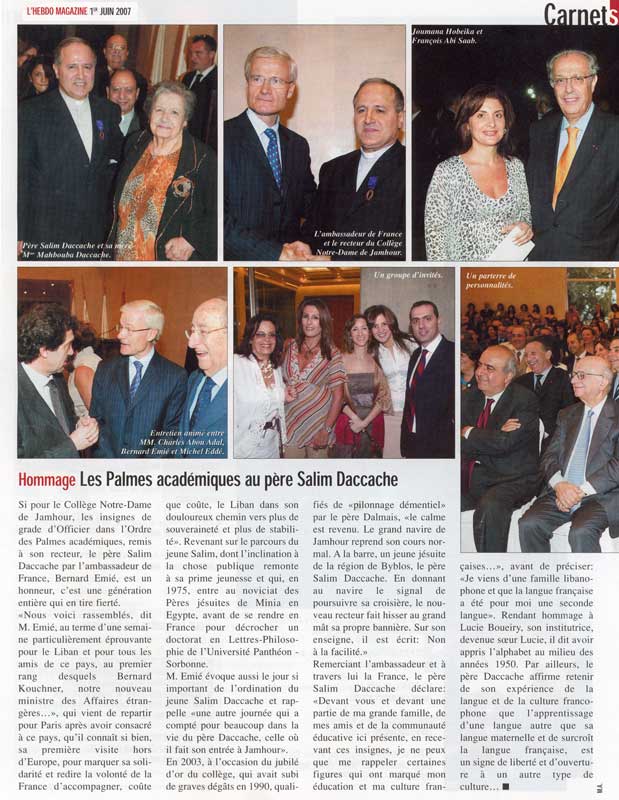 Article paru dans HebdoMagazine le 1er juin 2007