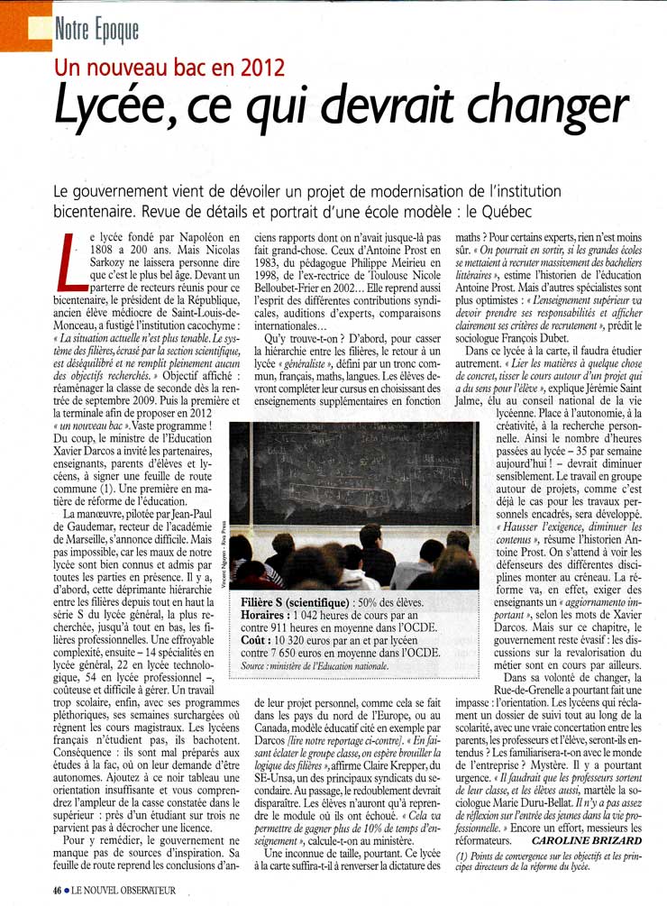 Lycée, ce qui devrait changer 