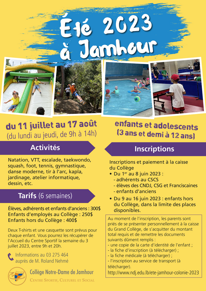 ÉTÉ 2023 À JAMHOUR Collège SaintGrégoire مدرسة القديس غريغوريوس